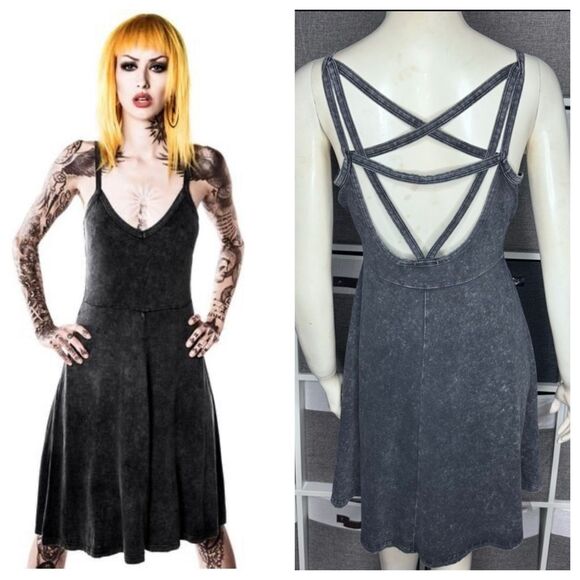 Killstar Strappy Back Stretch Mini Dress Size Medium - Picture 1 of 12